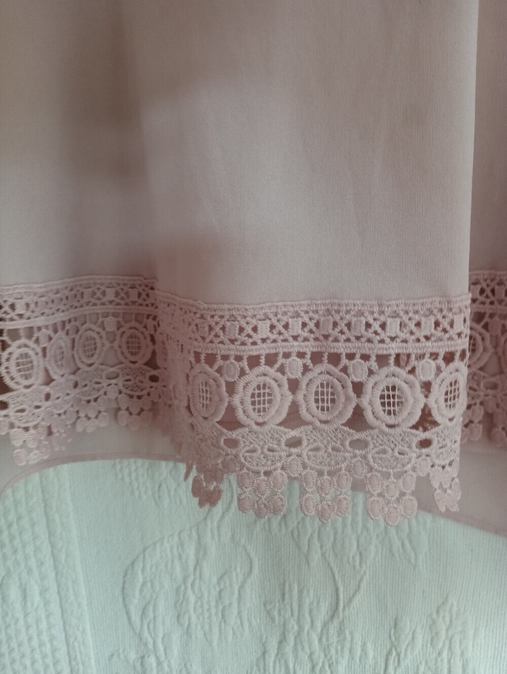 Counterparts Soft Pink Lace-Trim Sheer Tank Shark Bite Boho Lace Flowy Oversized - Picture 4 of 7
